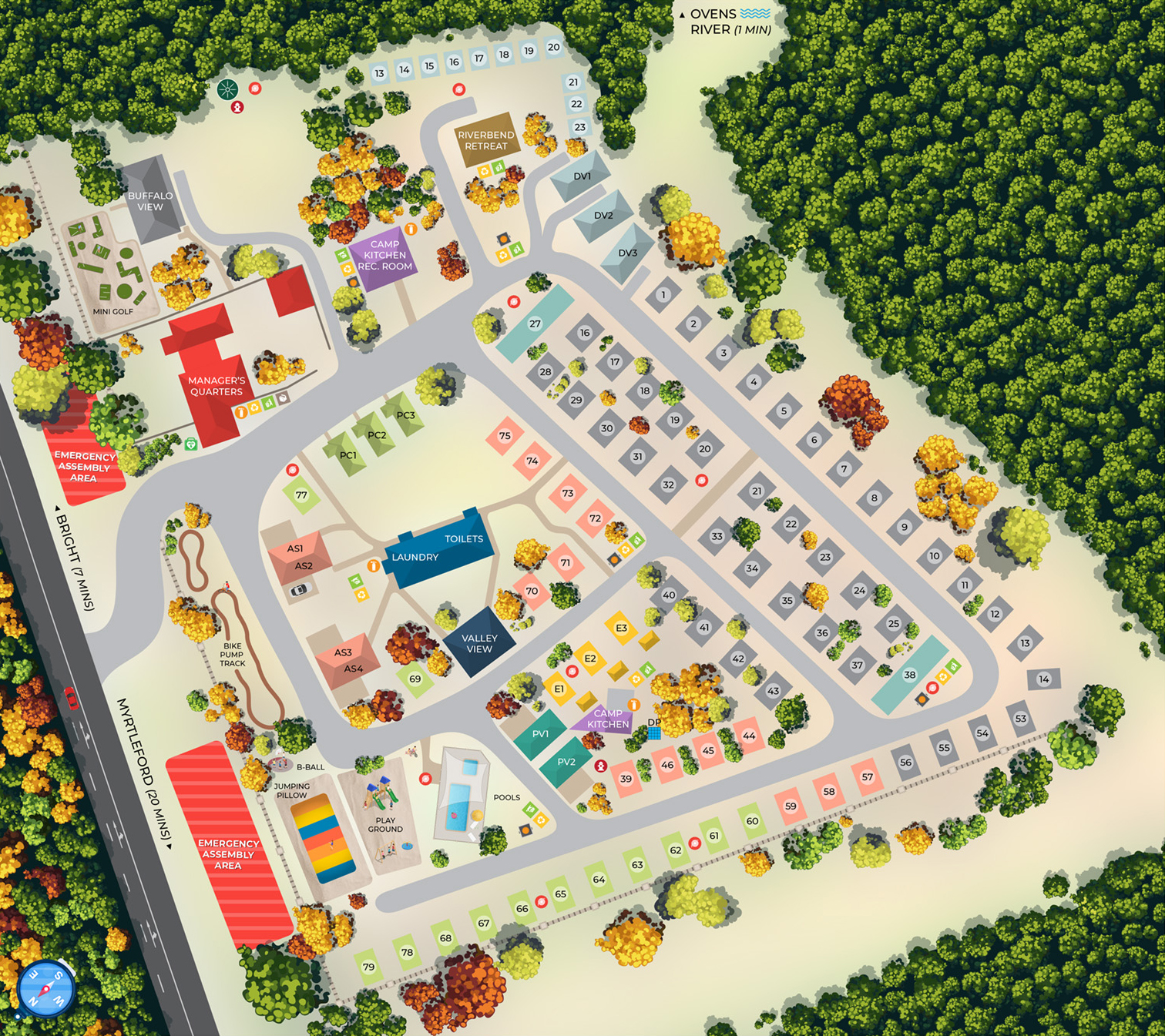 BIG4 Bright Valley Holiday Park, Map